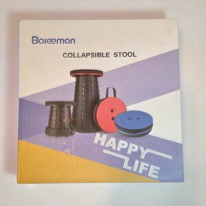 NWT - Boreeman Collapsible Stool, Portable, Retractable, Compact Seat, Black